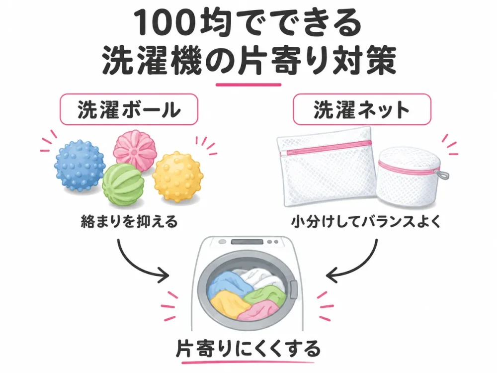 100均でできる洗濯機の片寄り対策