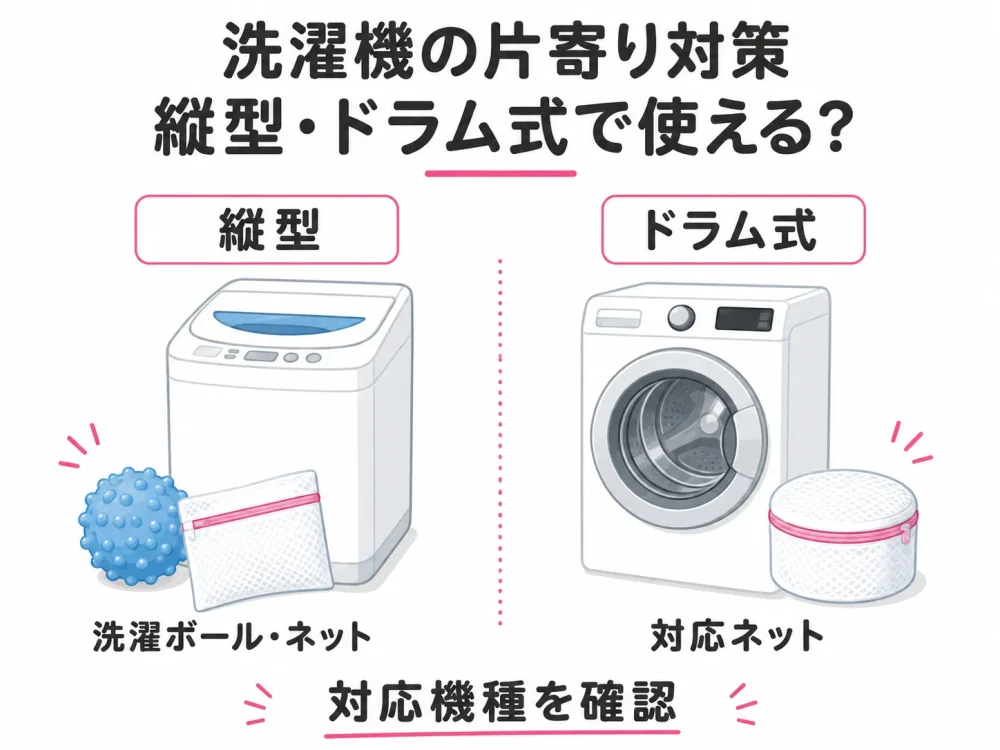洗濯機の片寄り対策で縦型・ドラム式で使えるものは？
