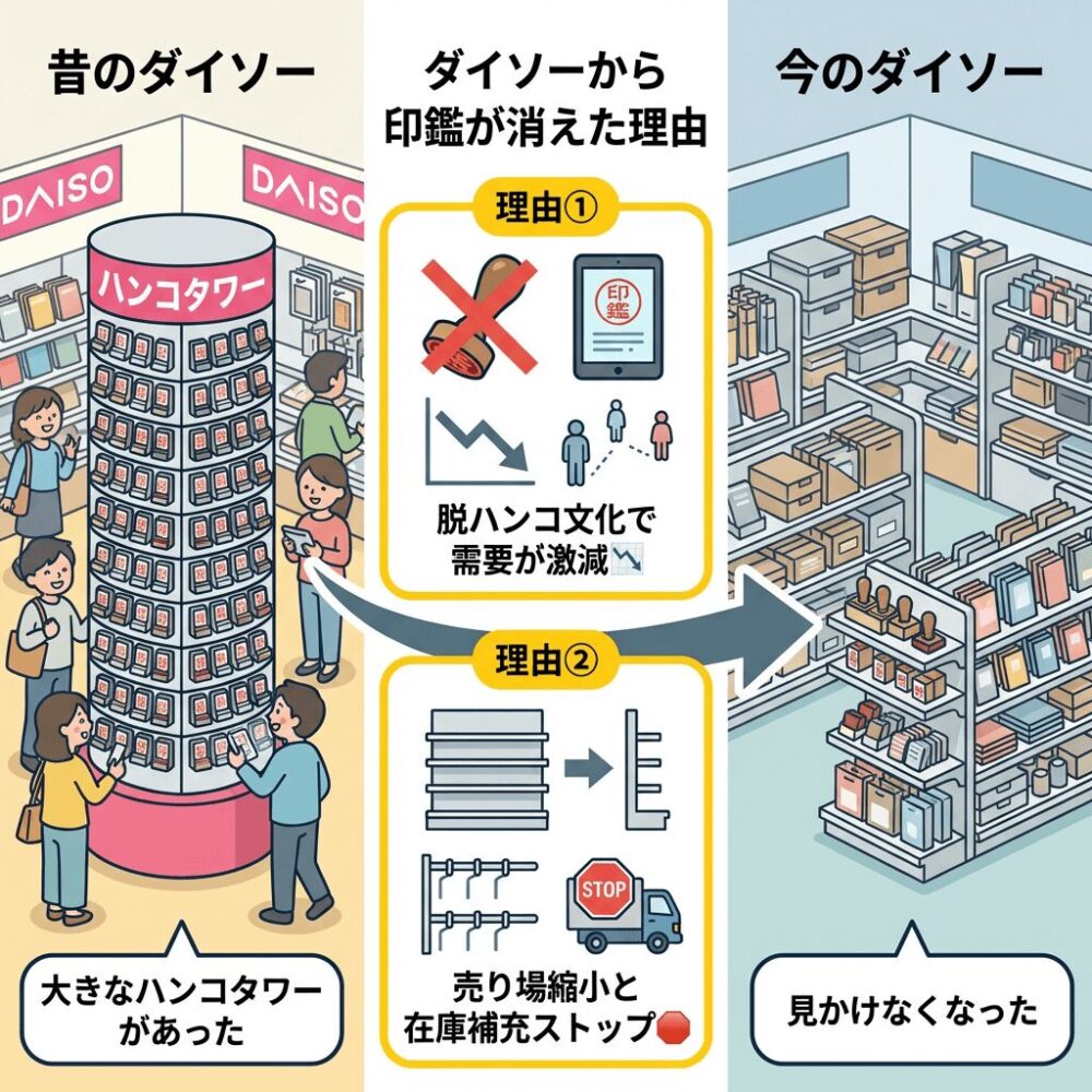 ダイソーに印鑑がなくなったと言われる理由の図解
