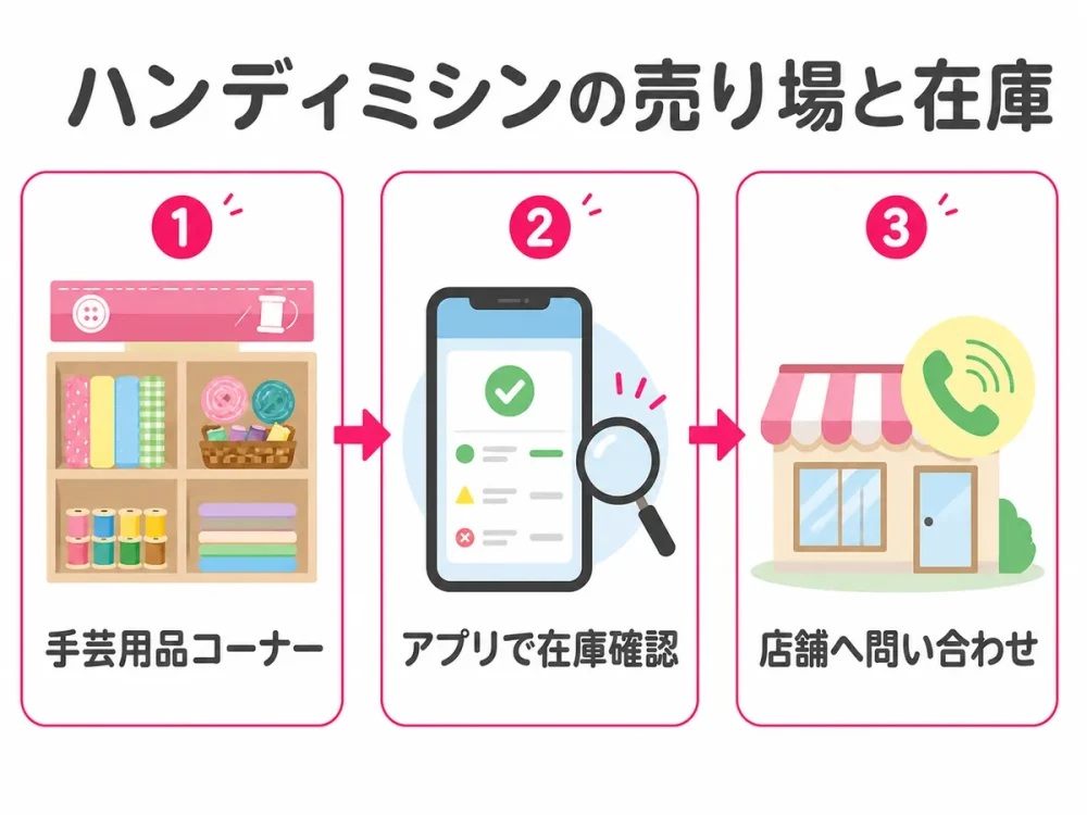 ダイソーでハンディミシンの売り場と在庫を確認する流れ
