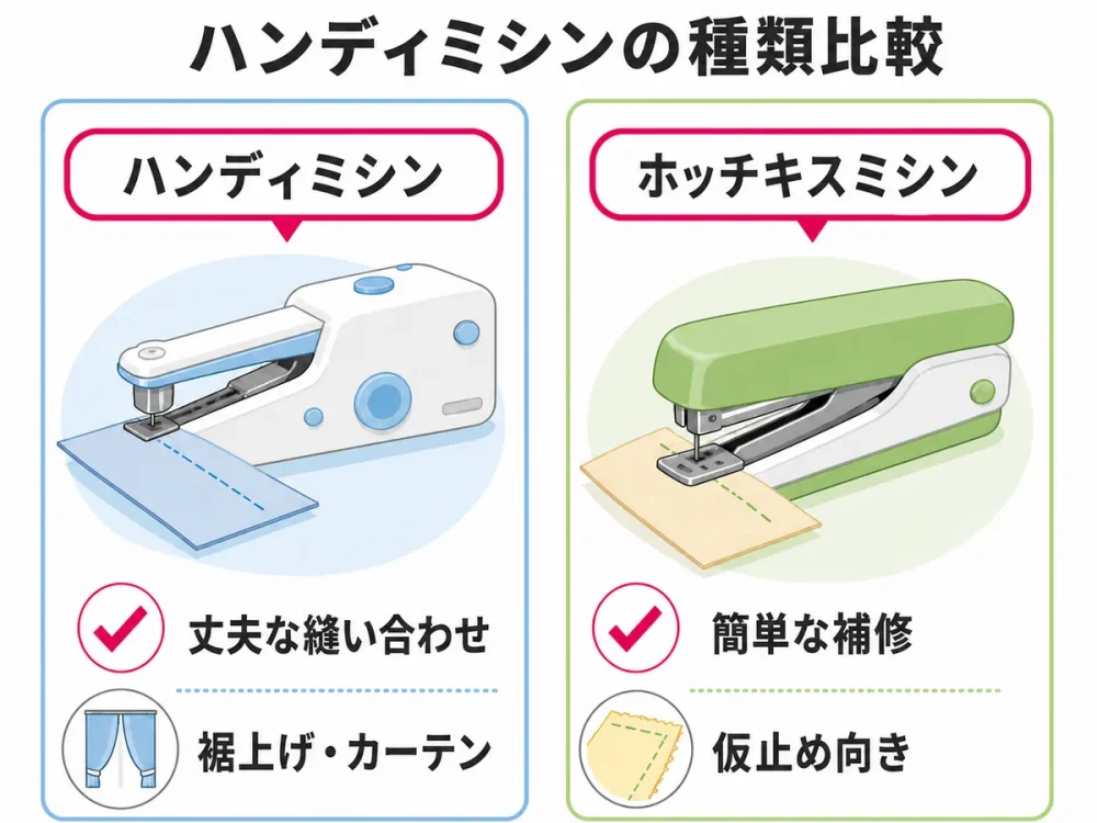 ハンディミシンとホッチキスミシンの使い分け比較