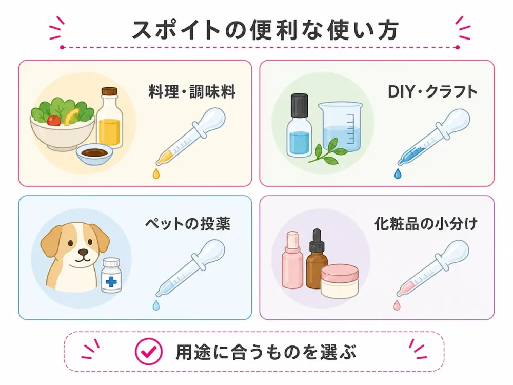 ダイソーのスポイトの料理・DIY・投薬・美容での用途