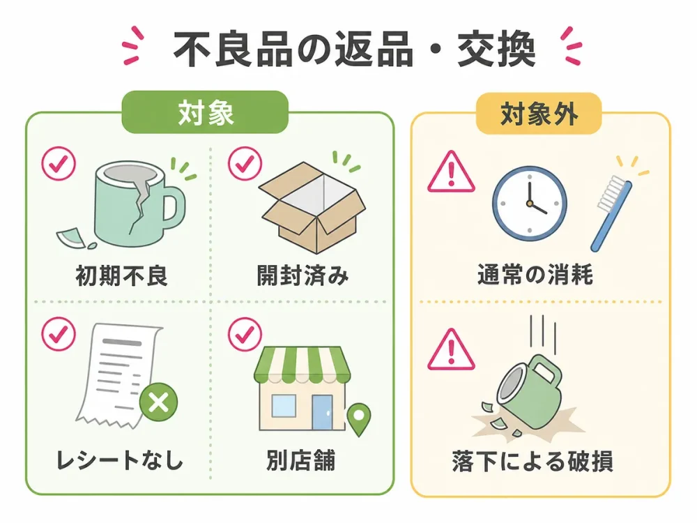セリアの不良品返品・交換の対象条件と対象外ケース