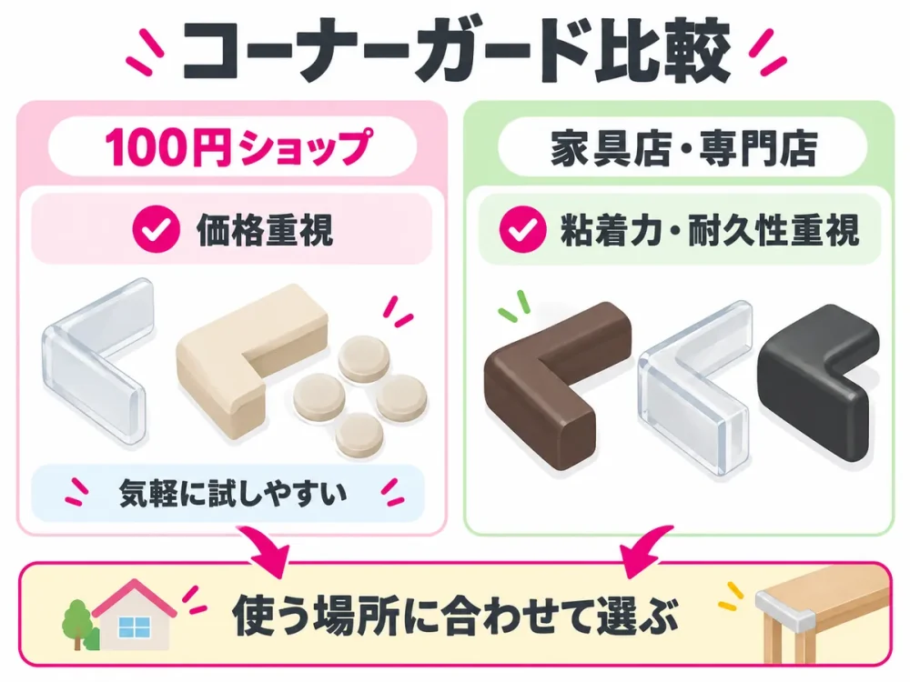 100円ショップと家具店・専門店のコーナーガード比較
